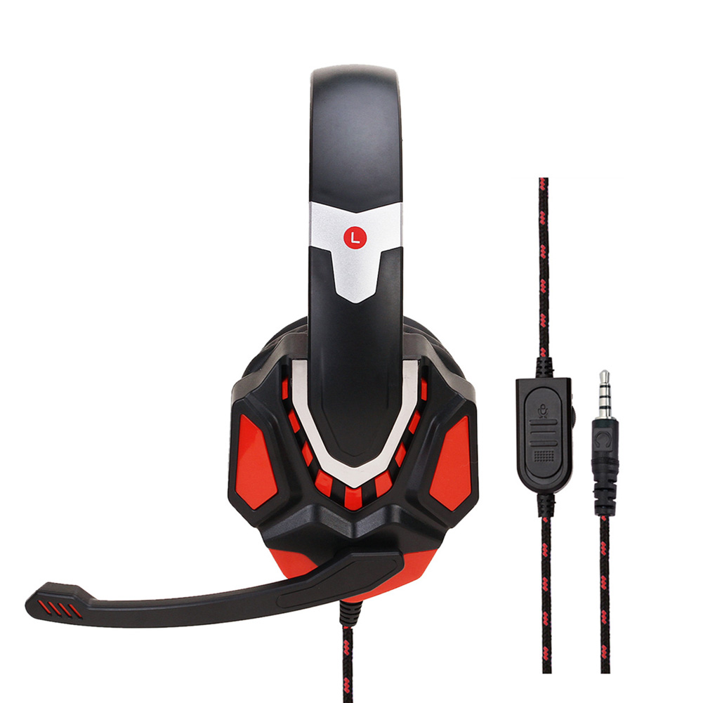 Non-lighting Gaming Headset Internet Cafe Headphone for PS4 Gaming Computer Switch Black Red PS4