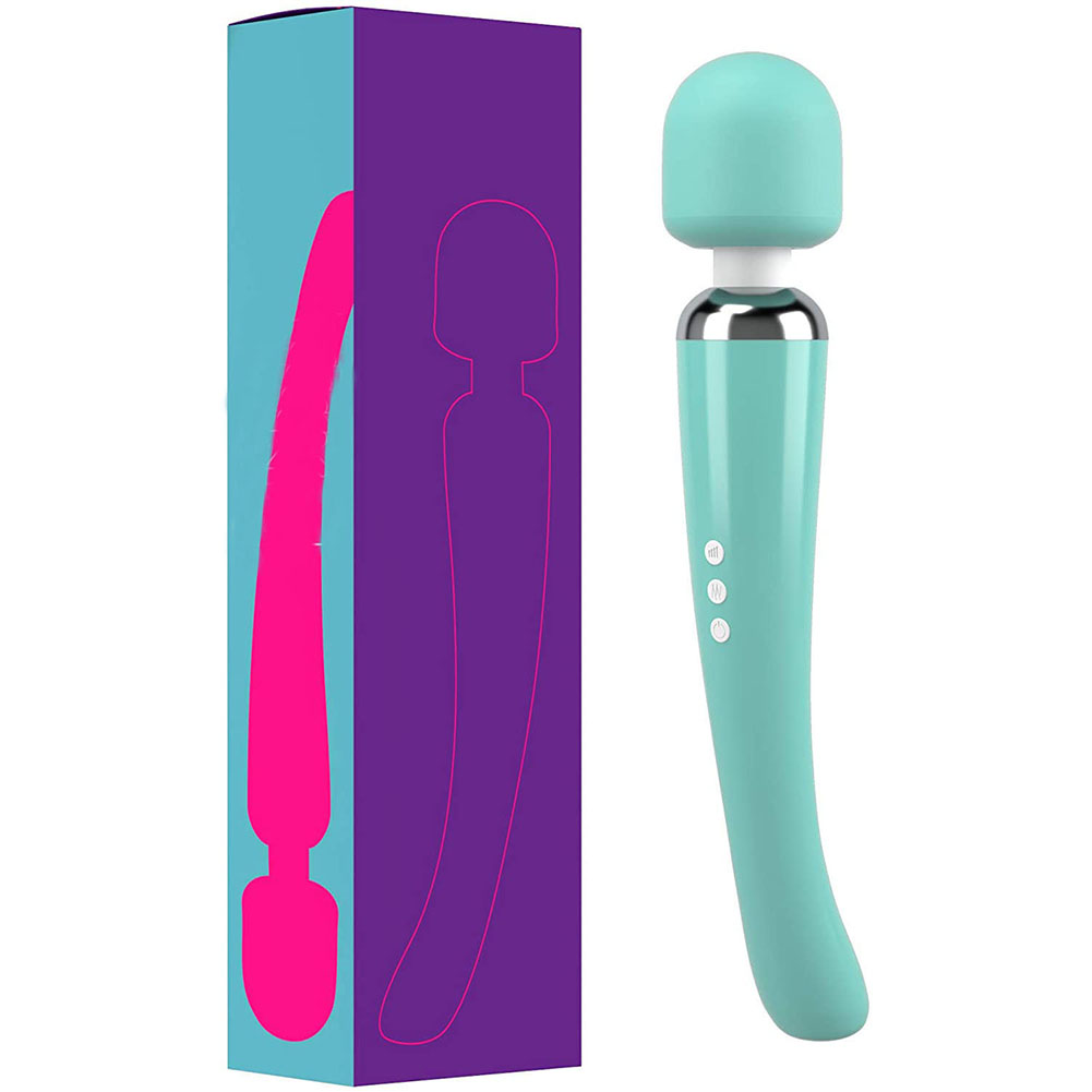 Rechargeable Personal Wand Massager Large Edition Wireless with 20 Vibration Patterns 8 Multi-Speed Vibrator green