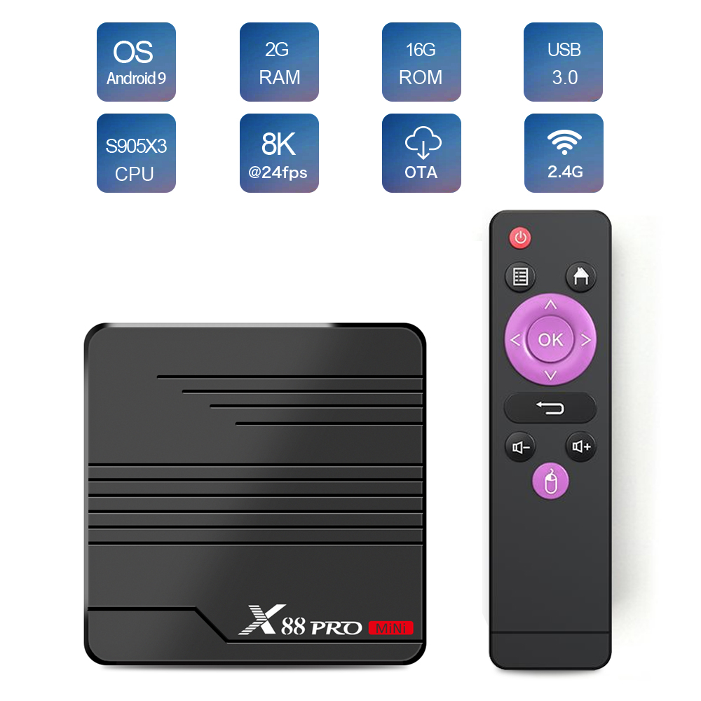 X88 PRO Mini TV Box Android 9.0 Amlogic S905X3 4K 60fps Google Player Media Player 2GB 16GB 4GB 32GB Set Top Box European Plug