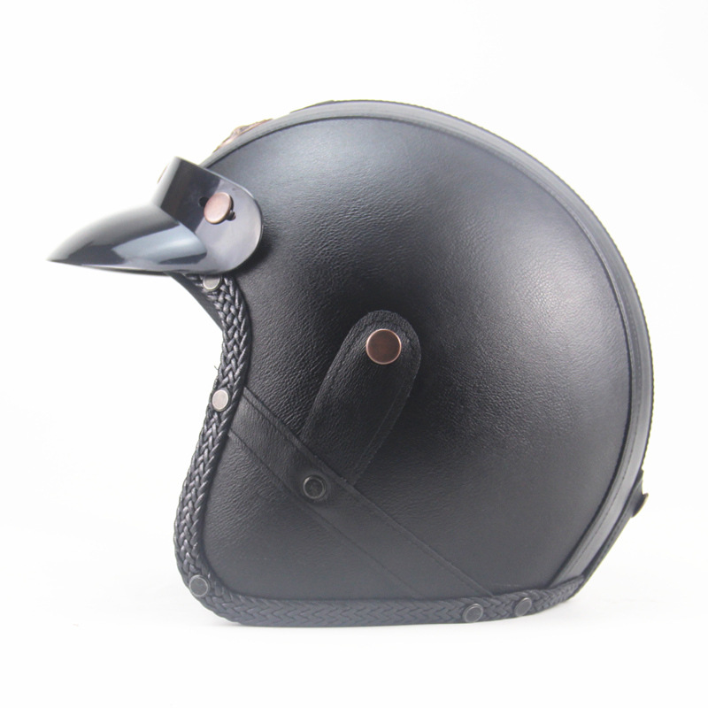 3/4 Open Face Motorcycle Helmets Breathable Sun Visor Adjustable Strap Helmet