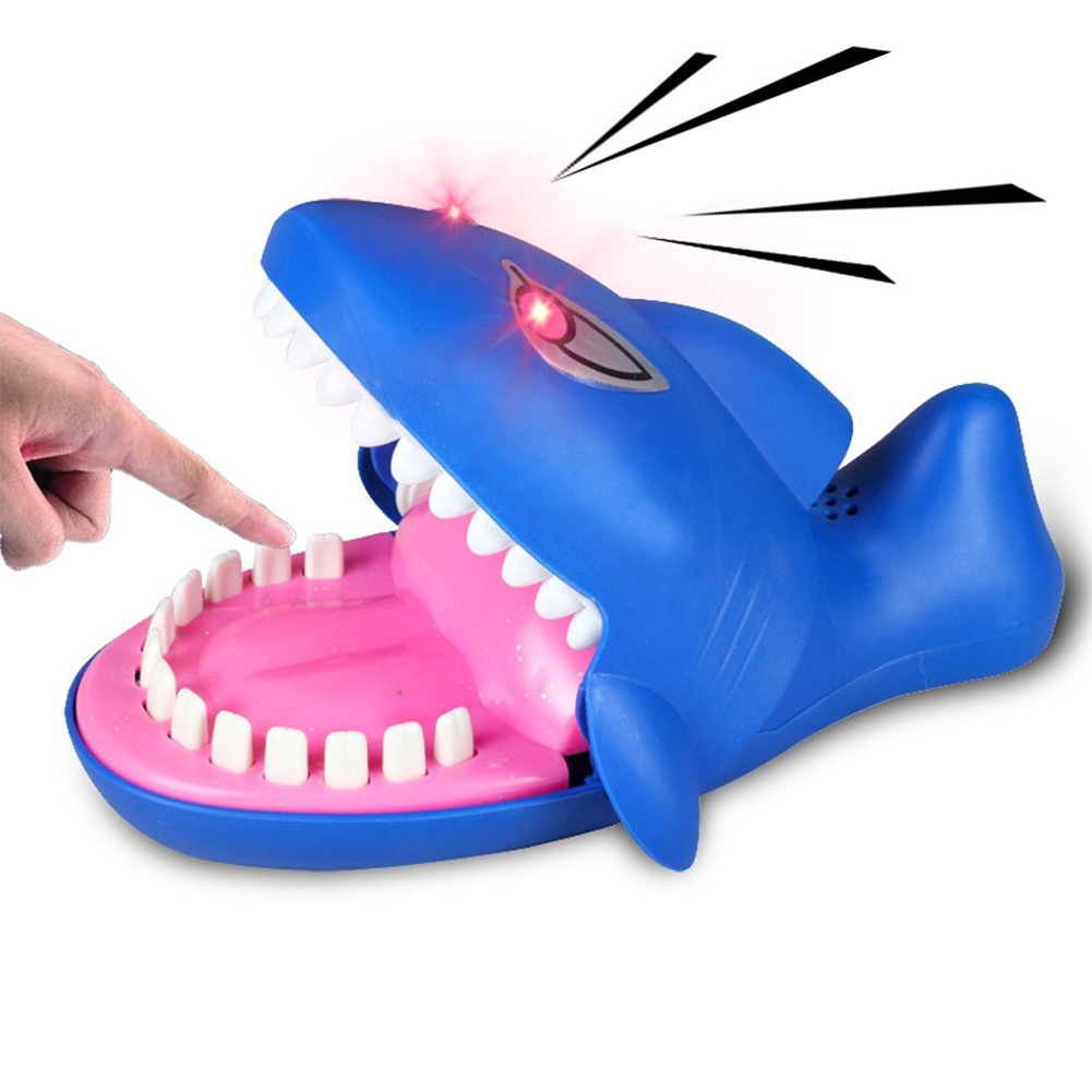 Cute Spoof Bite  Fingers  Games Funny Cartoon Animal-head Lighting Eyes Sounds Stress Relief Toy For Kids Party Props (random Colors) Electric shark