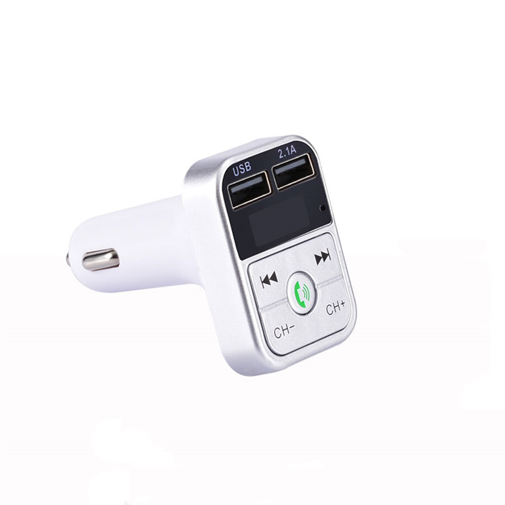 Bluetooth-compatible 5.0 Fm Car  Transmitter Wireless Audio Receiver Hands-free Calling 2.1a Mp3 Player Dual Usb Fast Charger silver