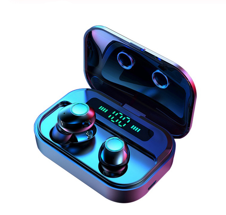M7 TWS 5.0 Bluetooth Earphones Power LED Display Wireless Earphone IPX7 Waterproof Sport Earbuds 6D Stereo Game Headset  black