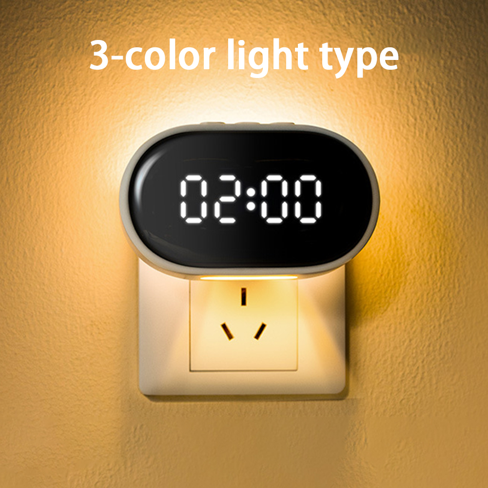 Led Clock Night Light with RC 3-level Timing Dimming App Control Bedside Lamp