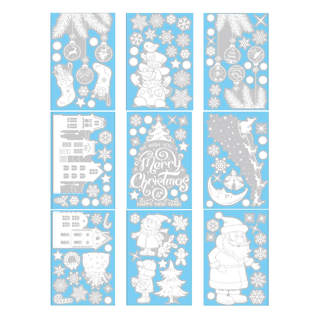 9 Sheets Christmas Electrostatic Window Stickers Glass