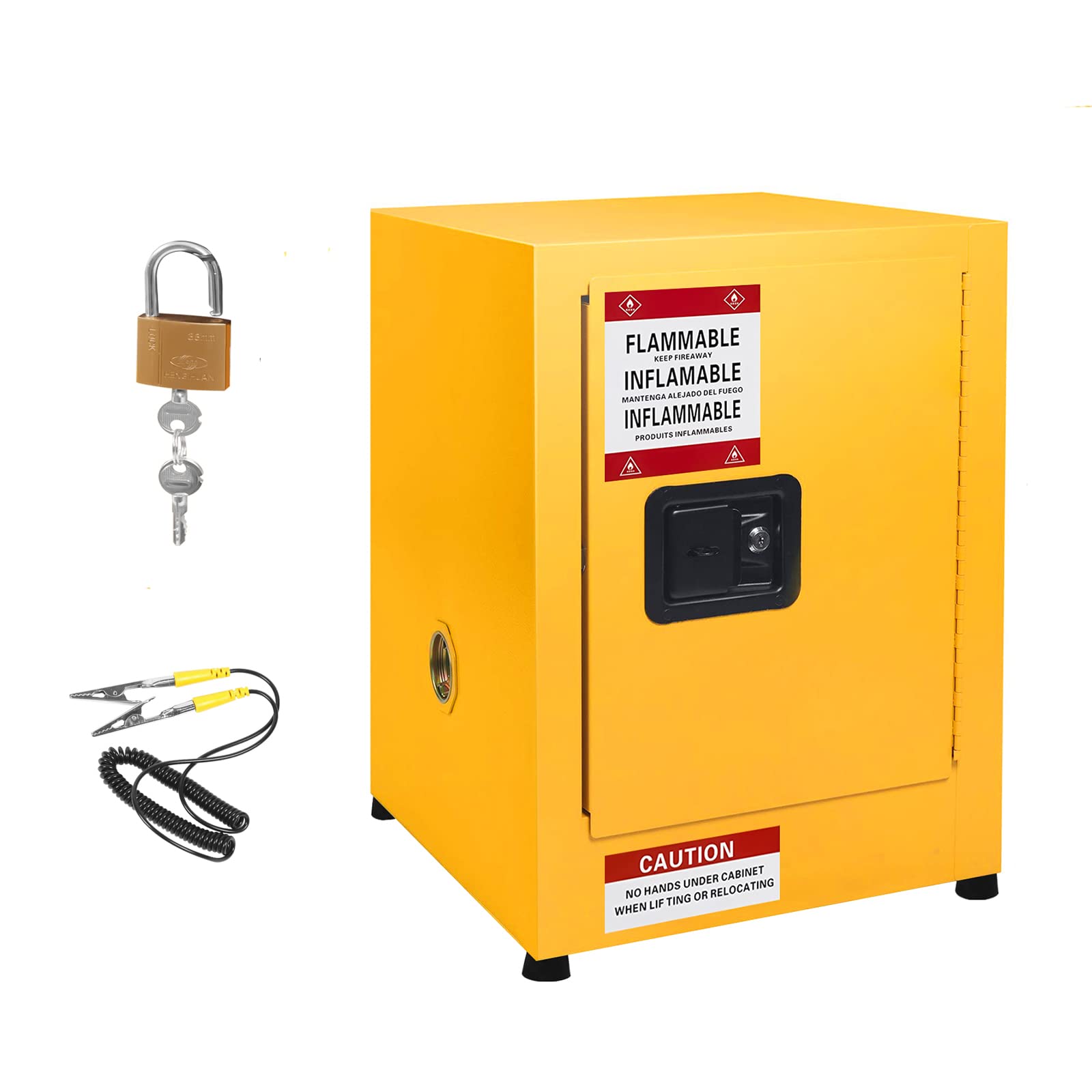 US GARVEE Galvanized Steel Safety Cabinet Flammable Liquids Storage Cabinet 17x17x18 inches Yellow