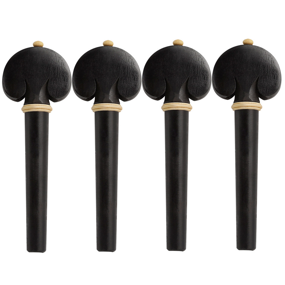 4/4 Cello Pegs Natural Ebony Wood Carved Cello Fittings Ring Decorate Music Instrument ebony