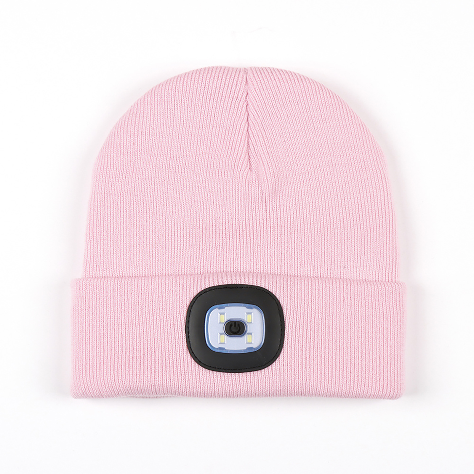 Led Light Knitted Hat With 3 Adjustable Brightness, USB Charging Port Warm Knit Beanie Hat, Round Top Rechargeable Headlamp Beanie For Men & Women, Teens light pink