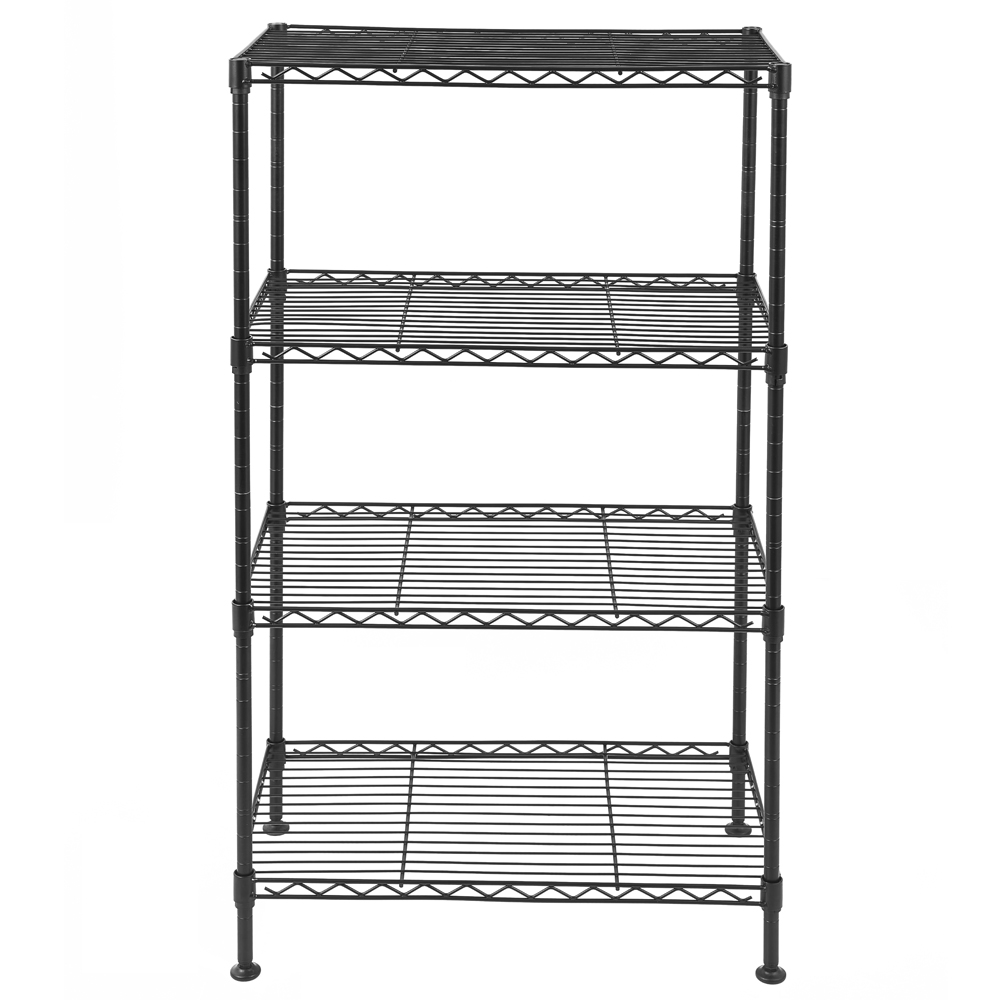 US 50*30*80cm Iron 4-tier  Wire  Shelving Adjustable Layer Spacing Household Metal Shelf Black