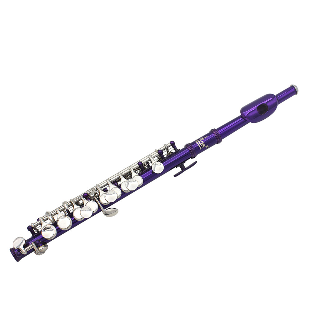 Delicate Piccolo Short Flute Plated 16 Sound Holes C Key Cupronickel with Leather Box+Cleaning Cloth+Screwdriver  purple