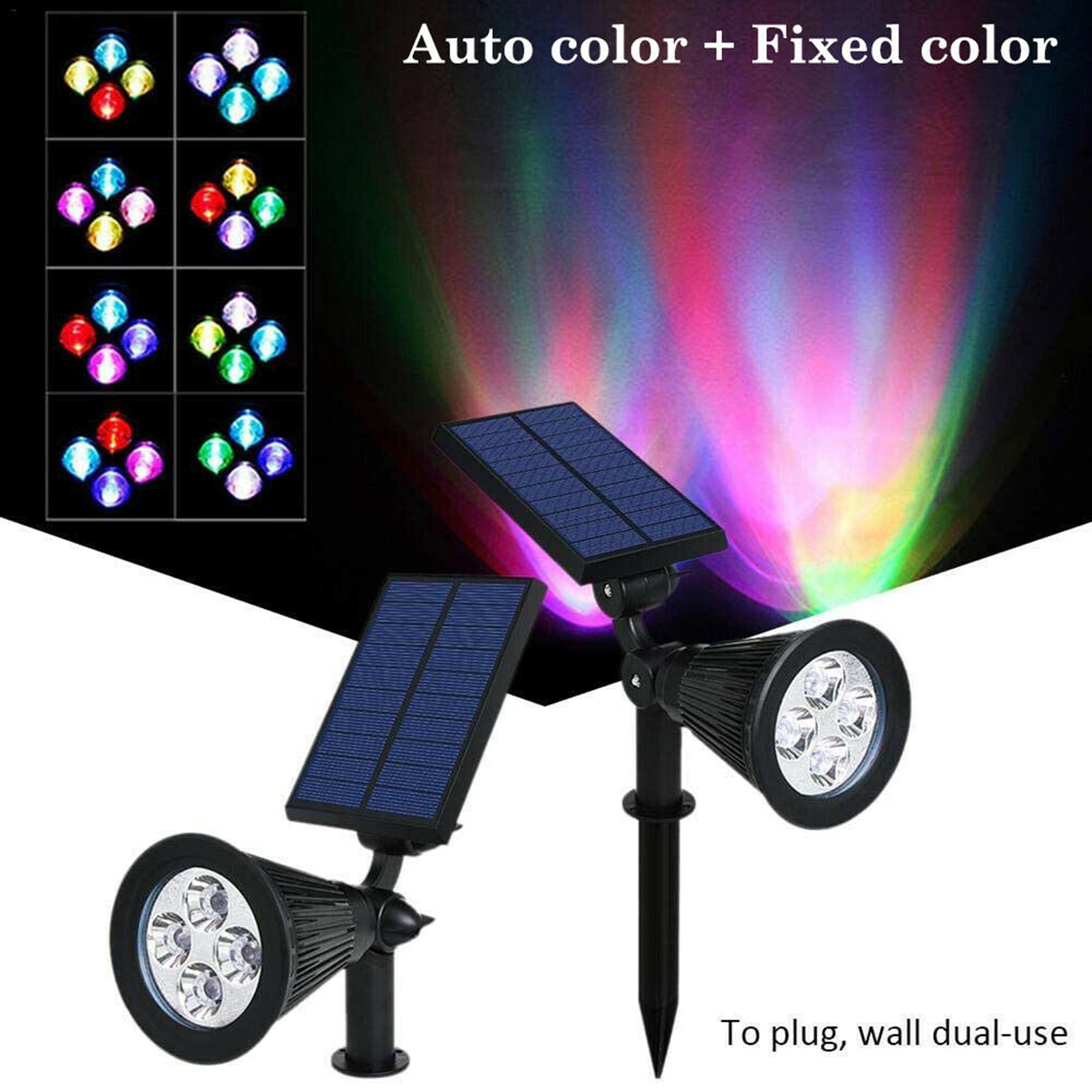 Wholesale 4 Led Solar Rgb Spot Lights Color Changing Ip65 Waterproof ...