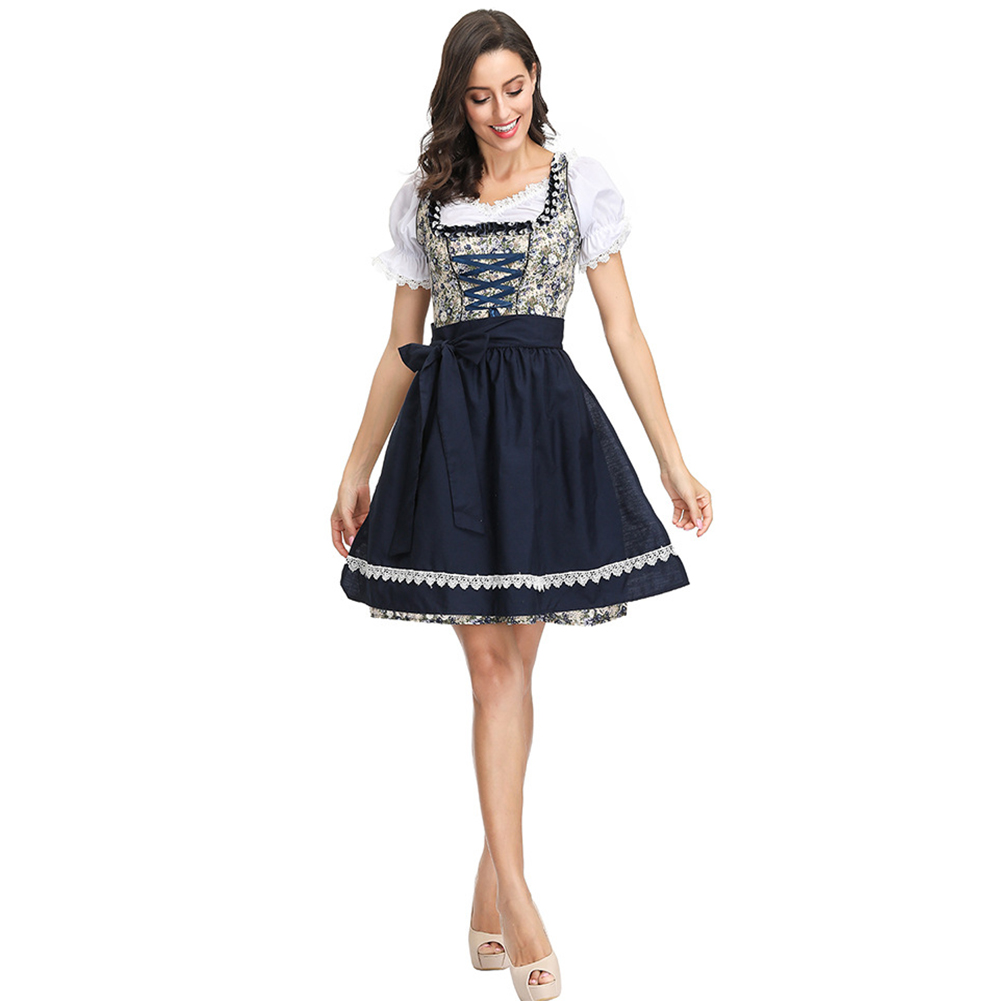 Wholesale Women Flower Pattern Oktoberfest Dirndl Dress Costume Beer ...