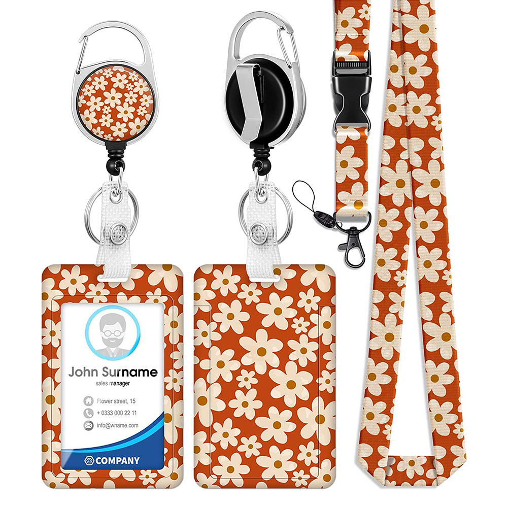 ID Badge Holder With Lanyard Retractable Badge Reel Clip ID Protector Bage Clips For Nurse Doctor Teacher Student F