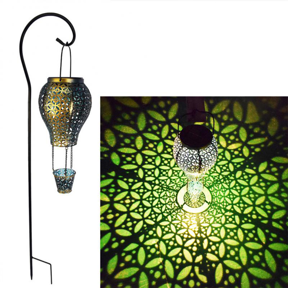 Outdoor Solar Led Garden Lamp Hollow Hot Air Balloon Lanterns Buried Lamps