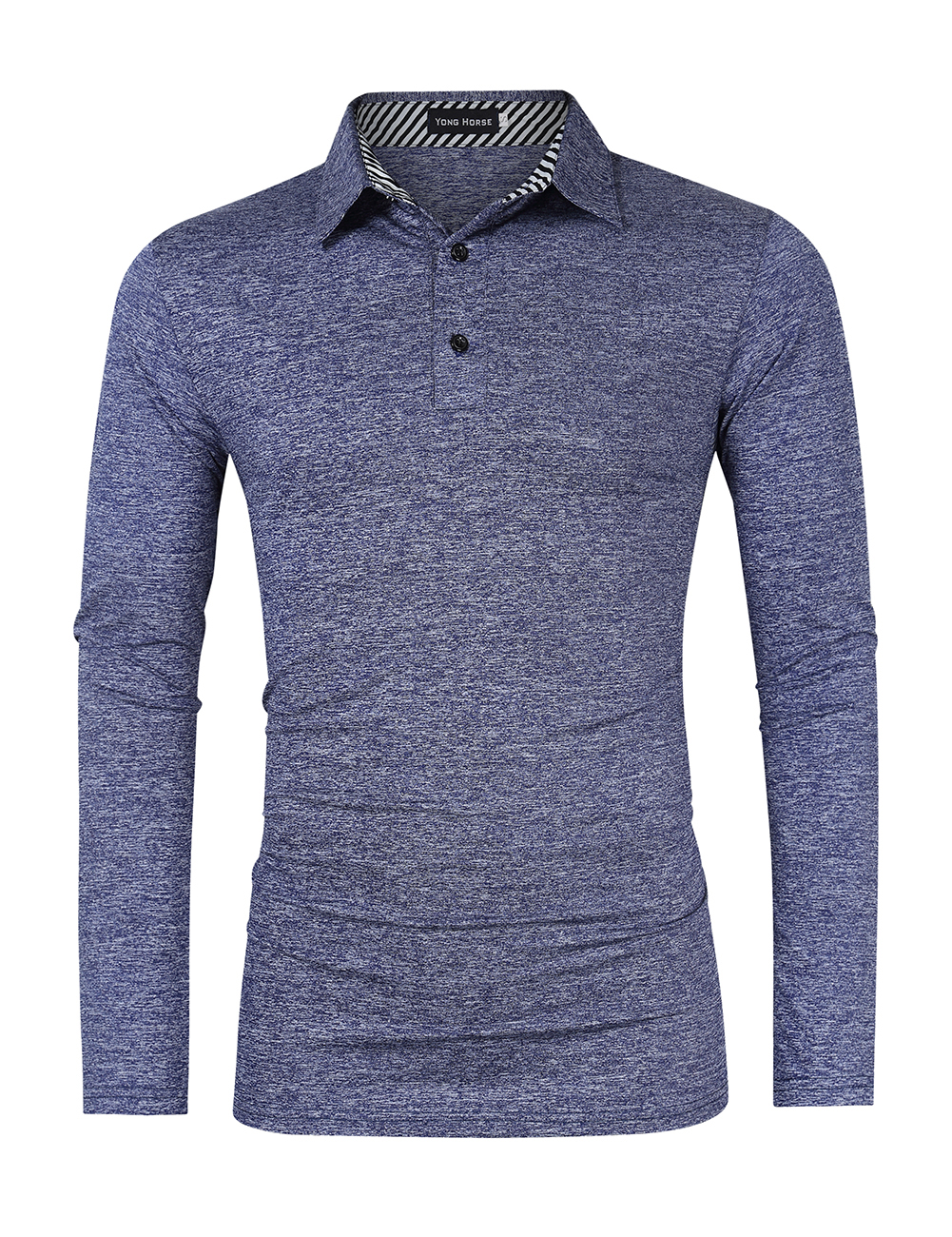 US Yong Horse Men's Sports Quick-dry Turn-down Collar Solid Color Polo Shirt