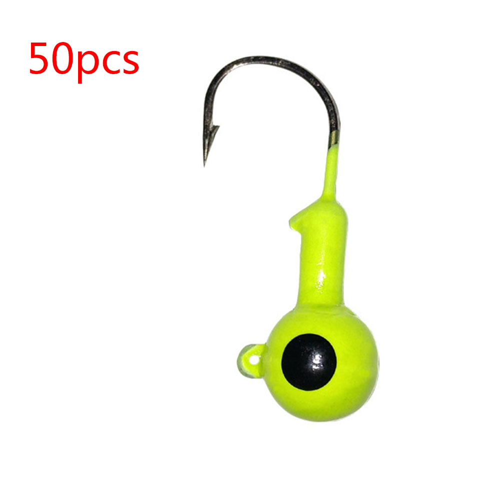50 Pcs/set Jig Head Colorful Spray Paint Soft Bait Insect Hooks Yellow 50 bags_1.8g