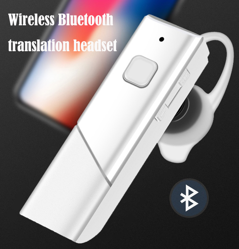 HT20 Smart Voice Translator Wireless Headset Bluetooth5.0 Earphone Multi Languages Instant Real-time Translation white