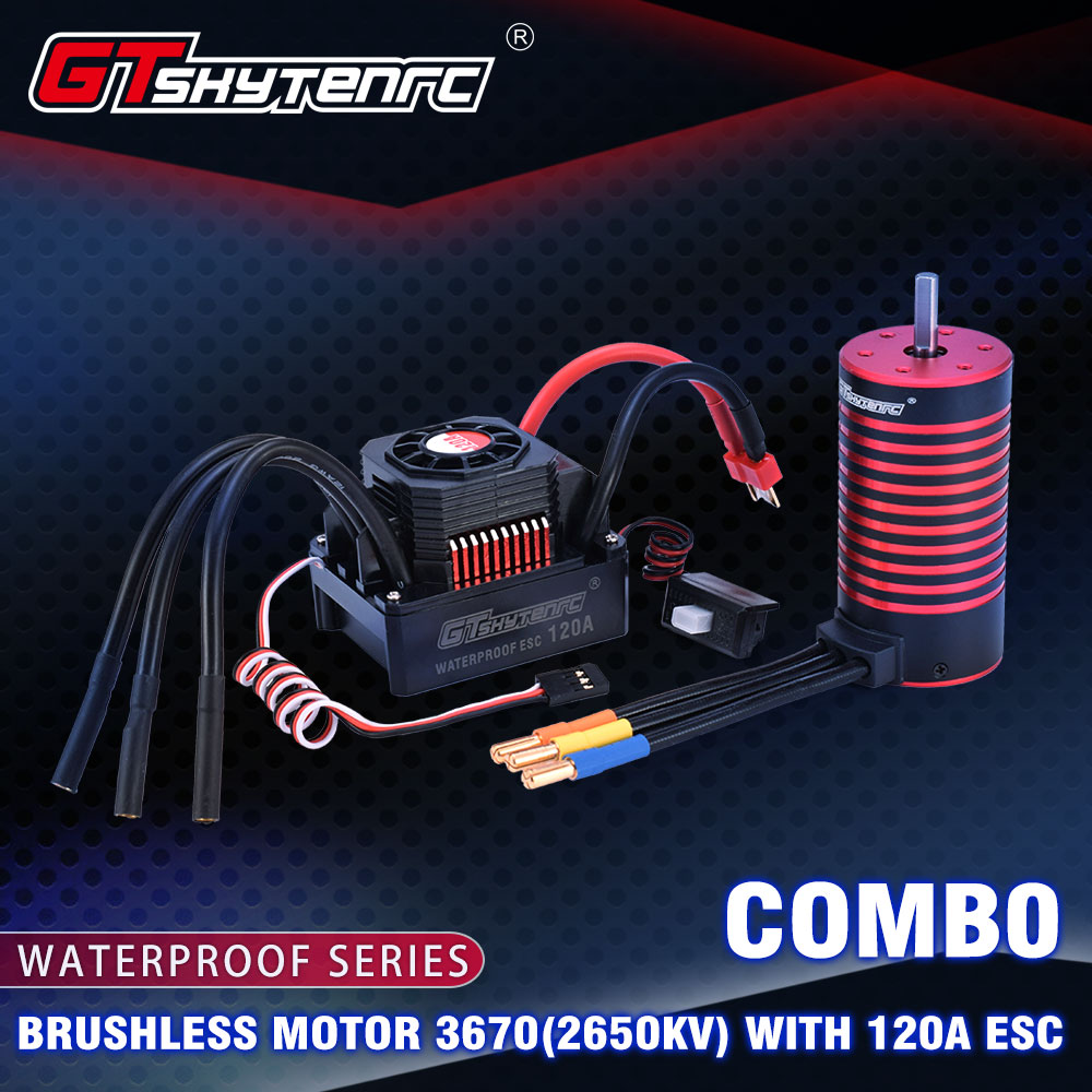 GTSKYTENRC Waterproof Combo F540  3300KV  4370KV Brushless Motor w/ 45A ESC for 1/10 RC Tamiya Axial Redcat 4370KV+45A