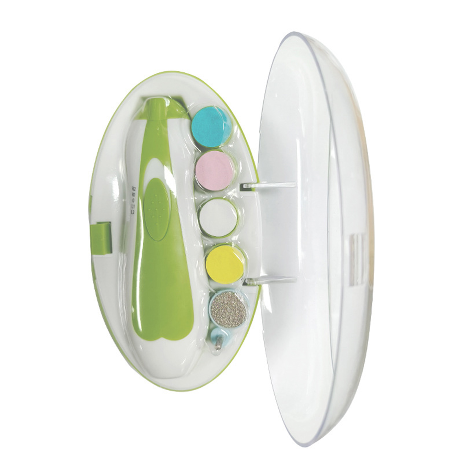 Electric Baby Nail Trimmer With Led Front Light 6 Grinding Pads Multi-functional Adjustable Nail Polishing Care Clippers green