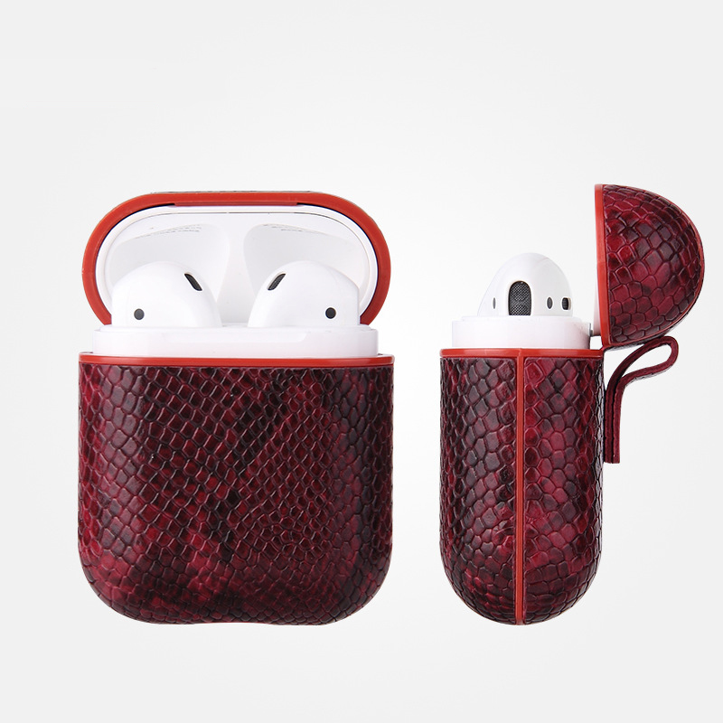 Luxury AirPods Case Leather Protective Cover Skin for Apple AirPod Charging Case rose Red