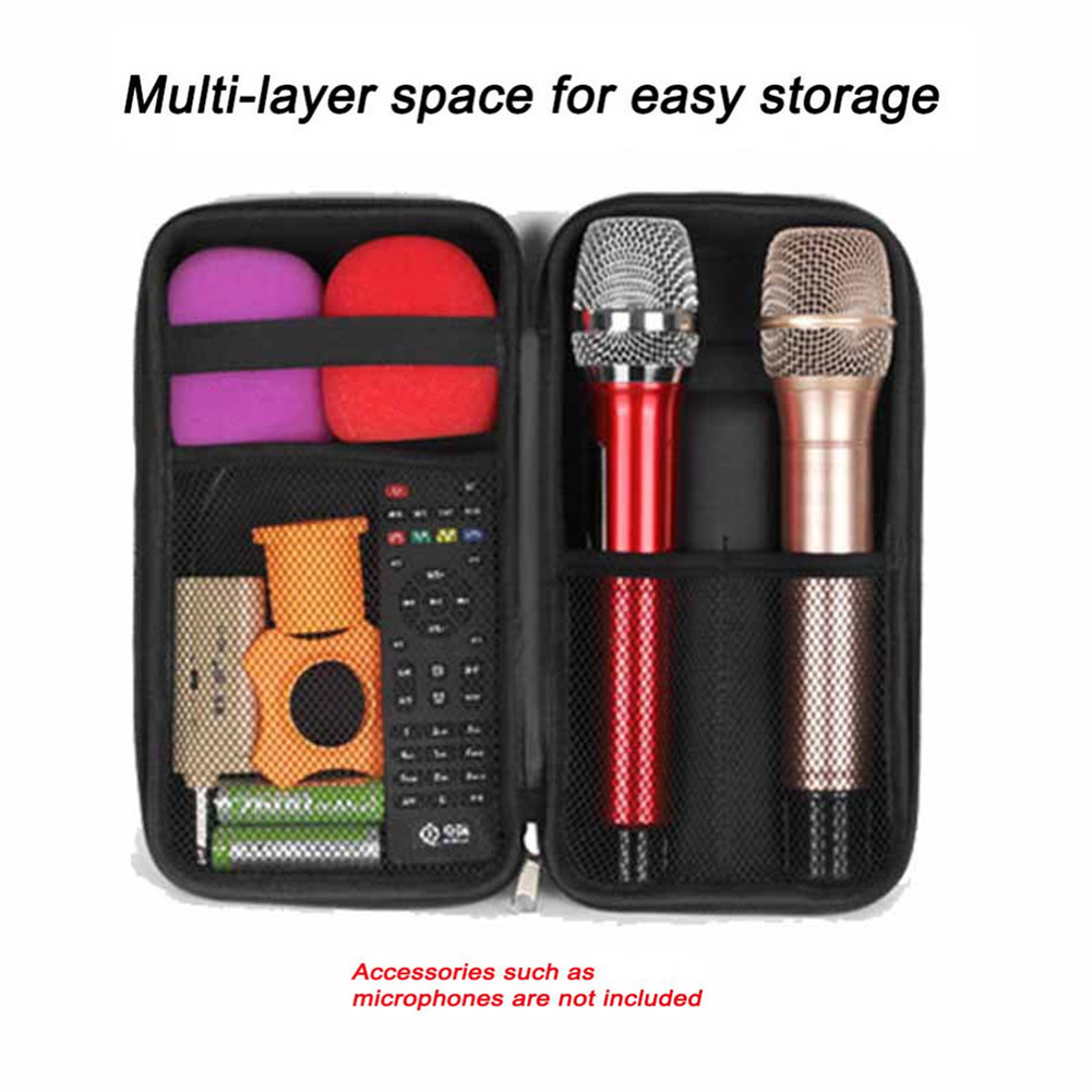 Wireless Microphone Storage Bag Portable Hard EVA Case Carrying Bag For Travelling Camping Business Trip black