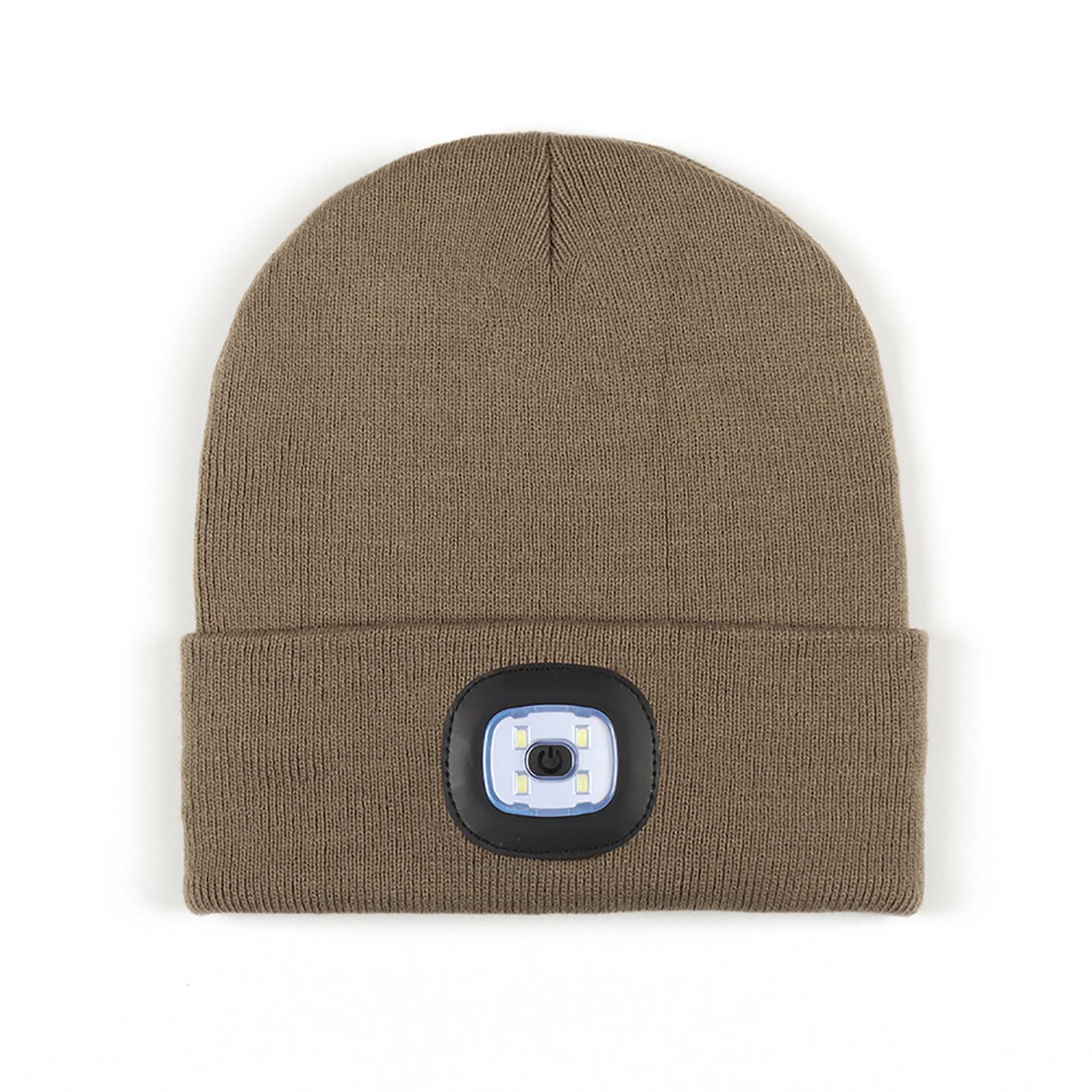 Led Light Knitted Hat With 3 Adjustable Brightness, USB Charging Port Warm Knit Beanie Hat, Round Top Rechargeable Headlamp Beanie For Men & Women, Teens camel yellow
