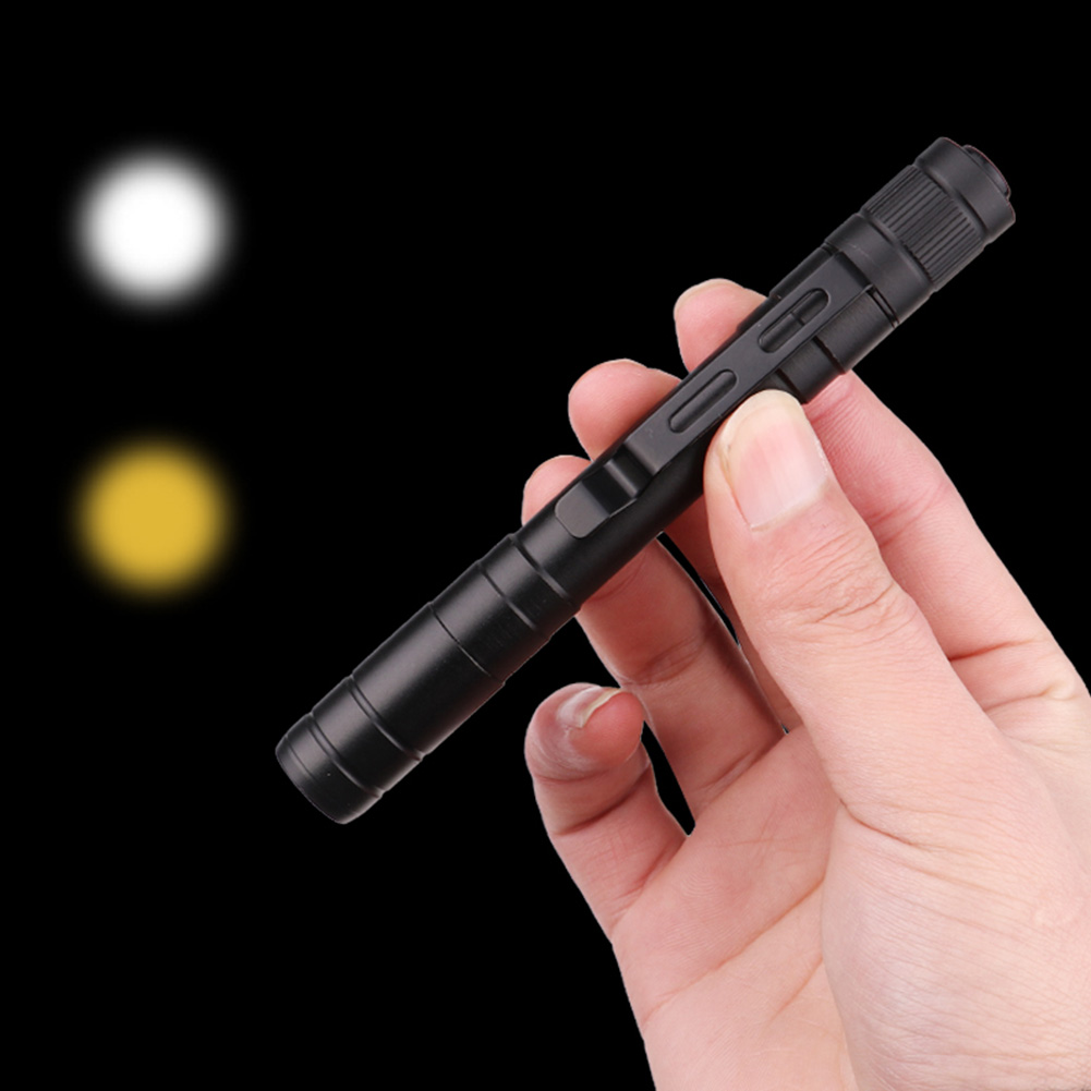 Wholesale LED Mini Flashlight Medical Pen Light White Light + Warm Light black From China