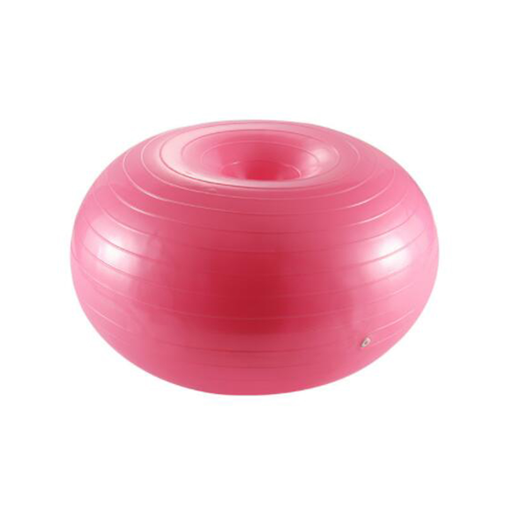 Donut Yoga Ball Thicken Explosion-proof Inflatable Balance Fitness Balance Ball with Inflator Pink