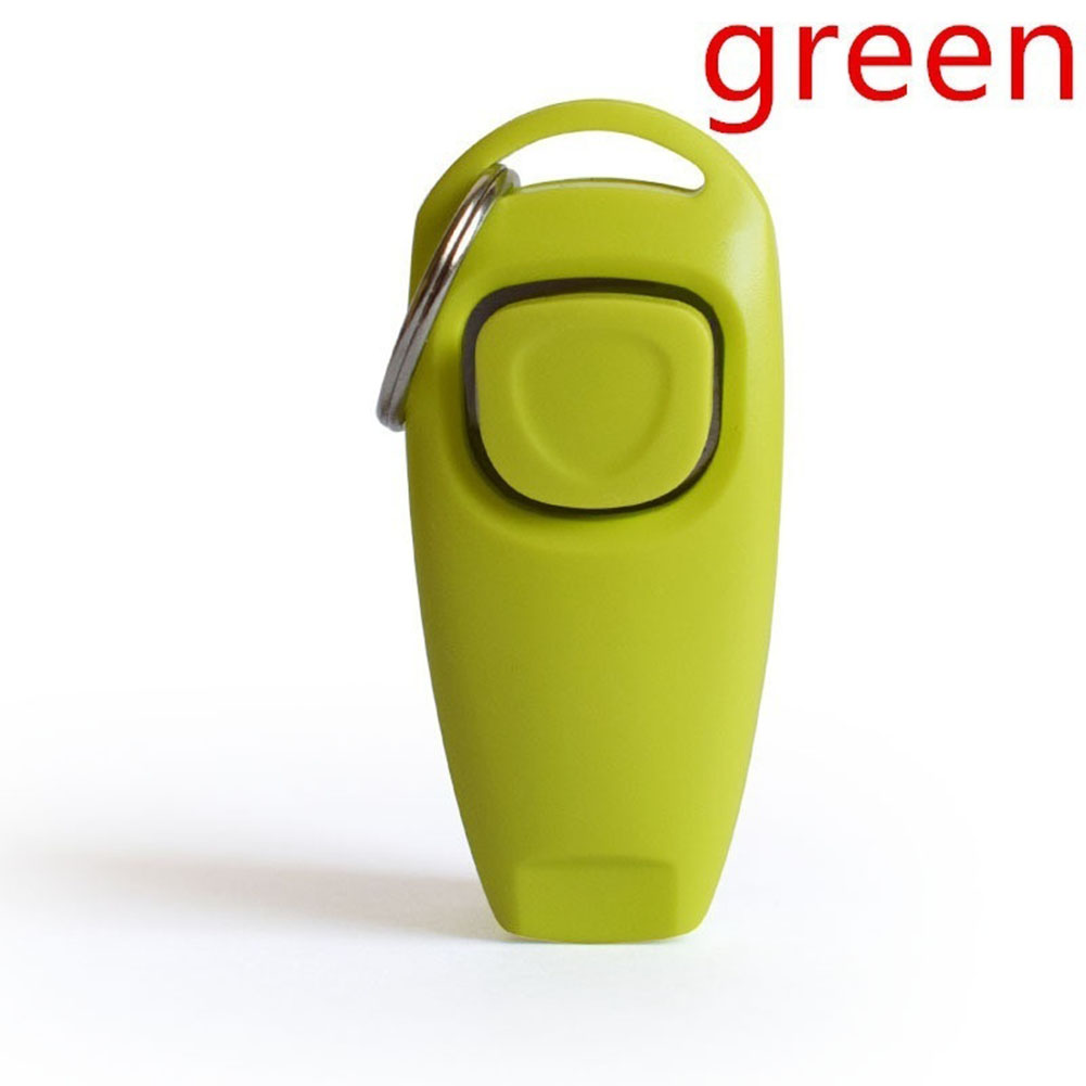 2 in 1 Multi-function Pets Clicker Whistle Dog Trainer Clicker with Keyring Pet Puppy Trainer Dog Flute + Clicker green