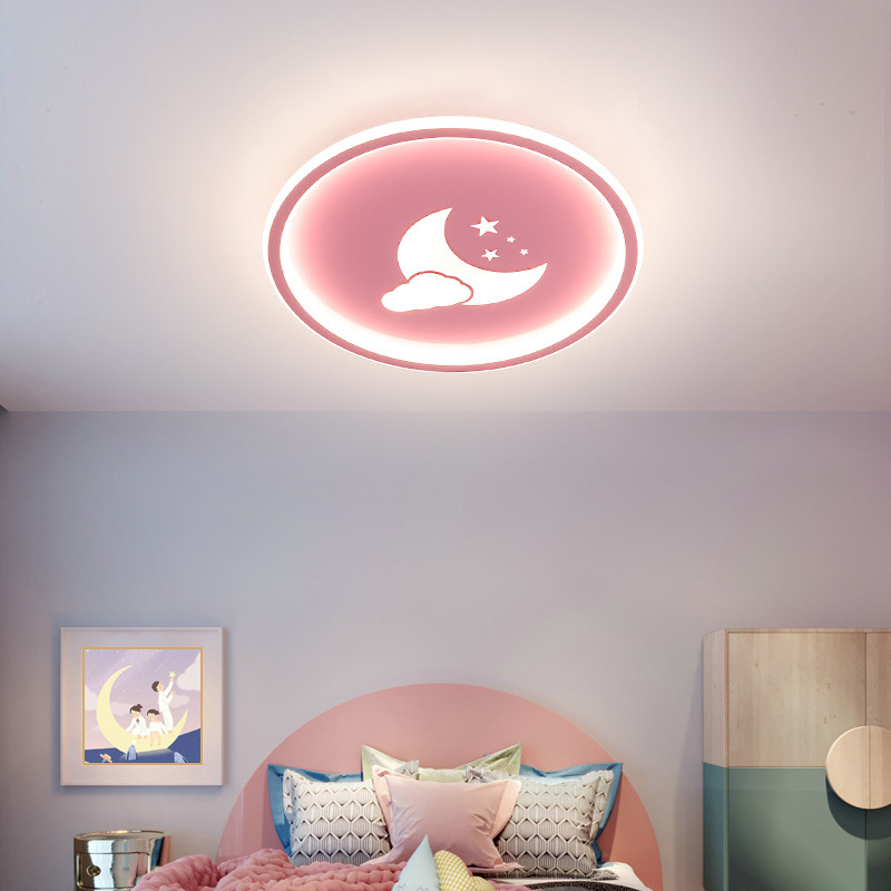 LED Cartoon Cloud Ceiling Lights for Boys Girls Kids Room Bedroom Decor 3 colors dimming_Pink[40*4.5CM]-36W