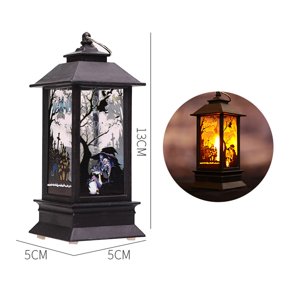 Halloween Led Electronic Candles Light Vintage Witch Castle Pumpkin Ornament