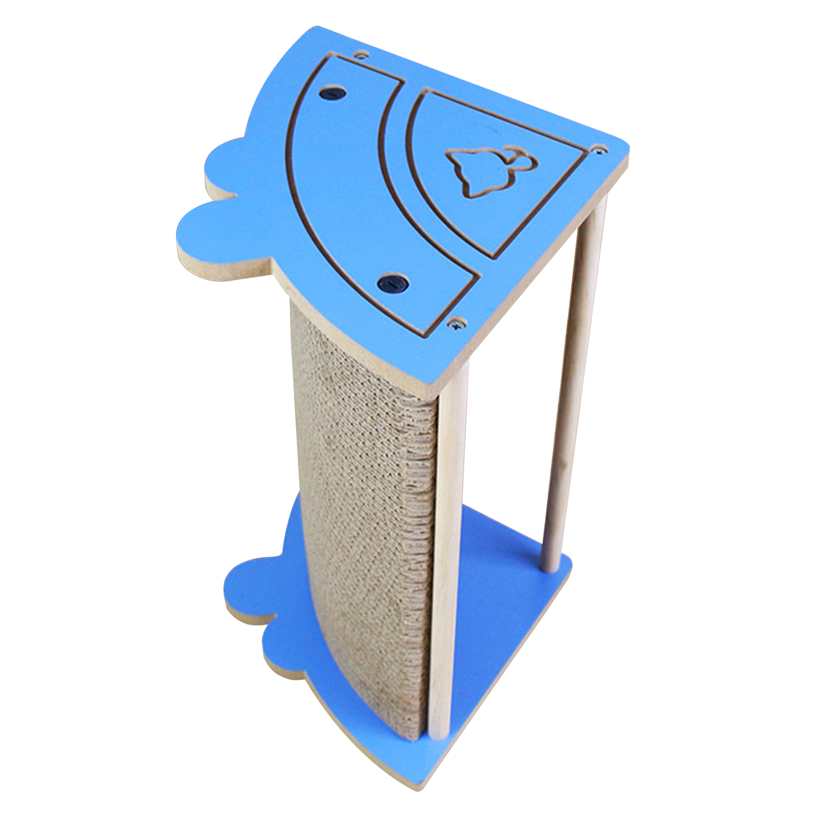 Cat Scratcher Cat Scratch Pad Wtih Cat Teaser Plush Ball Thickened Wear-resistant Corrugated Paper Replaceable Cat Scratch Board For Indoor Small fish blue blue