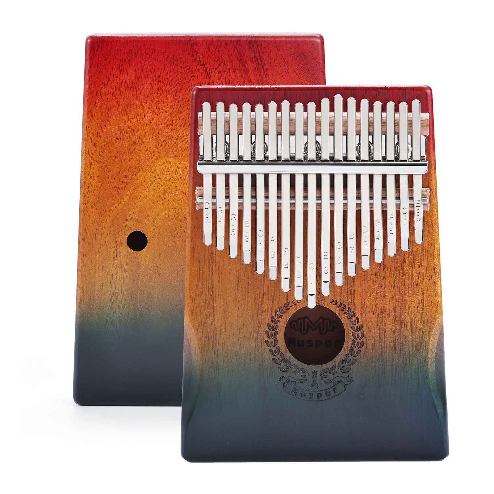 Muspor Kalimba 17-key Mahogany Thumb Piano Music Keyboard Mini Finger Piano Musical Instrument (color Gradient) with package