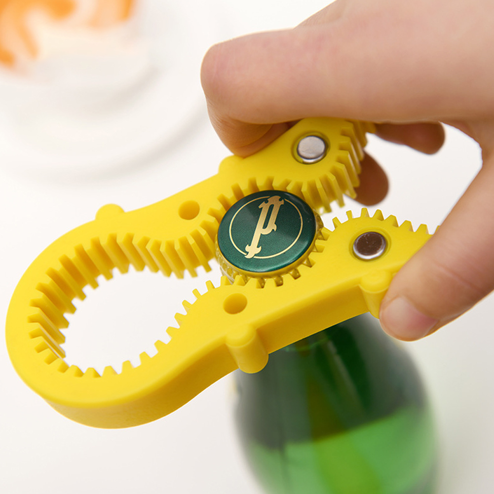 Multifunctional Bottle Opener with Magnet Multi-purpose Antiskid Opener yellow