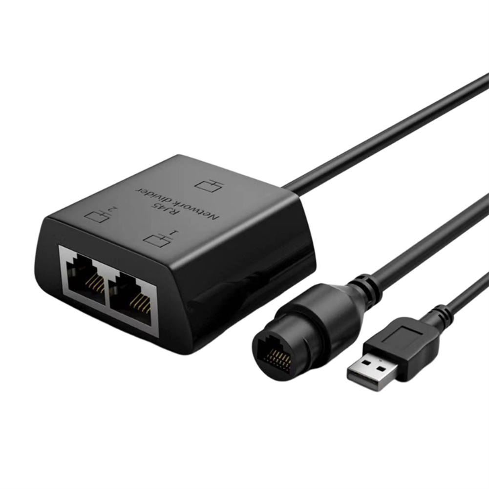 Ethernet Splitter 1 To 2 Cat6 RJ45 Network Extension Connector With USB Power Cable