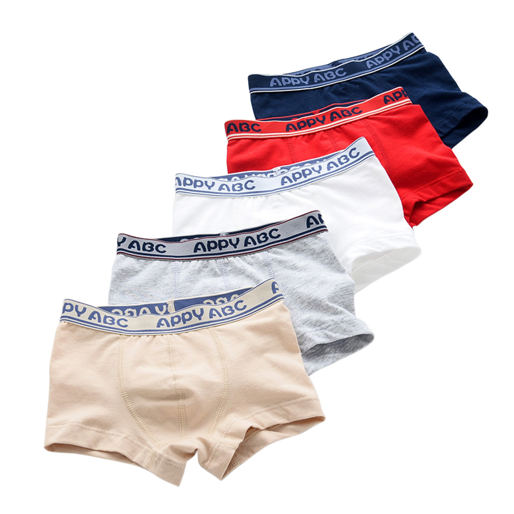 Wholesale 5pcs Kids Underwears Boy Breathable Pure Cotton Soild Color ...