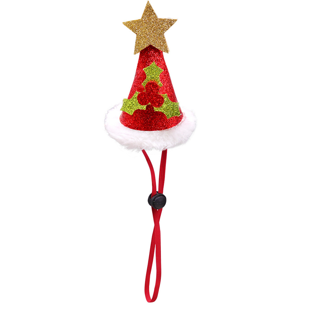 Pet Lace Christmas Hat Headdress Adjustable Drawstring Design