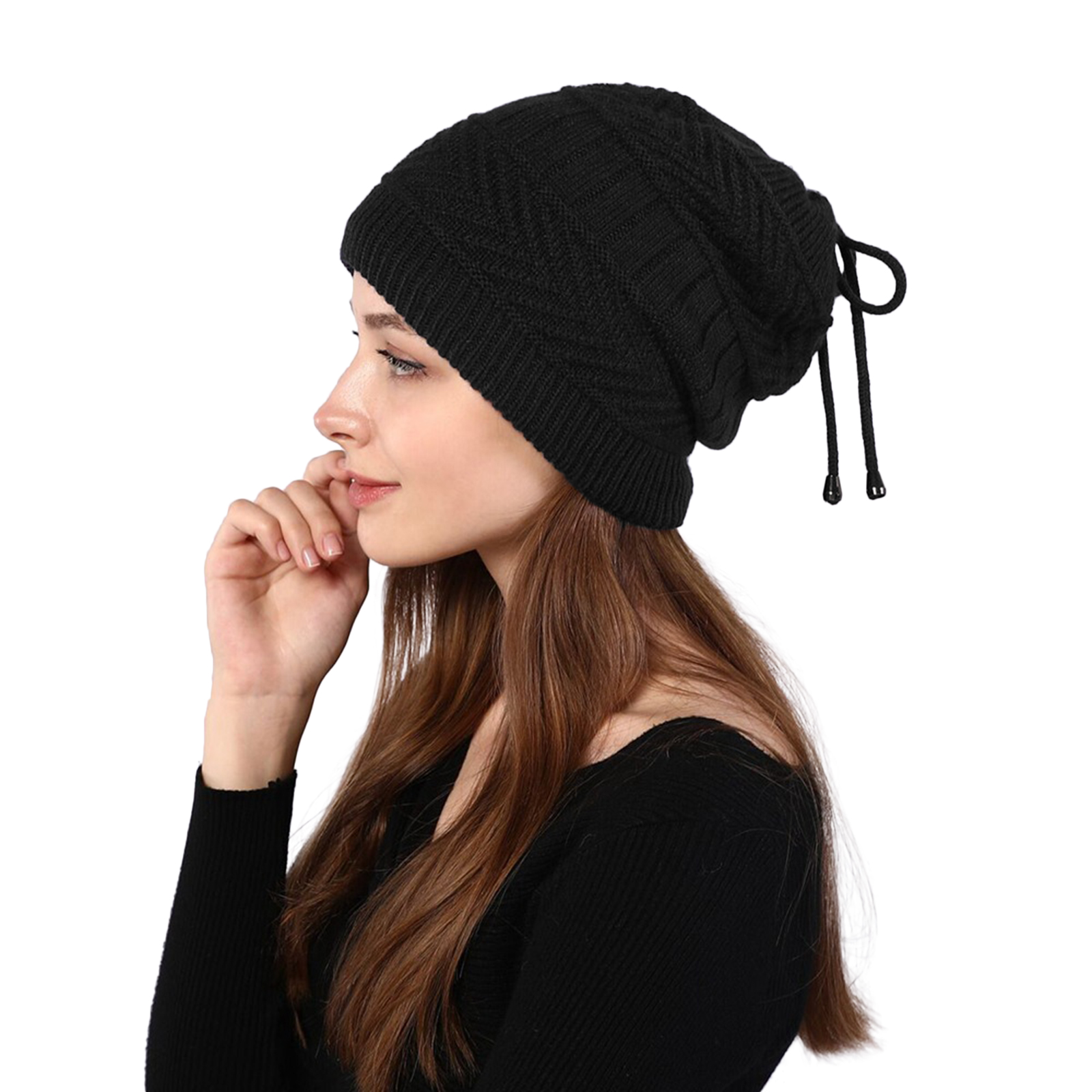 Winter USB Heated Hat Knitted Acrylic Fibres Hats Neck Warmer For Winter Warm Soft Rechargeable Winter Hats Outdoor Sports Heated Cap For Women Men Grown-ups black