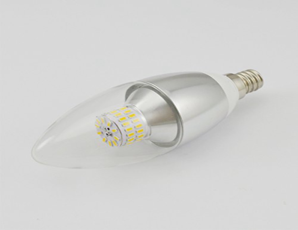 Candelabra LED Triac Dimmable Crystal Light Bulb 6-Wat Warm White Light Bulb,E12 Candelabra Base,110V,550 Lumens,2700-3200k LED Lights, Torpedo Shape,Sliver