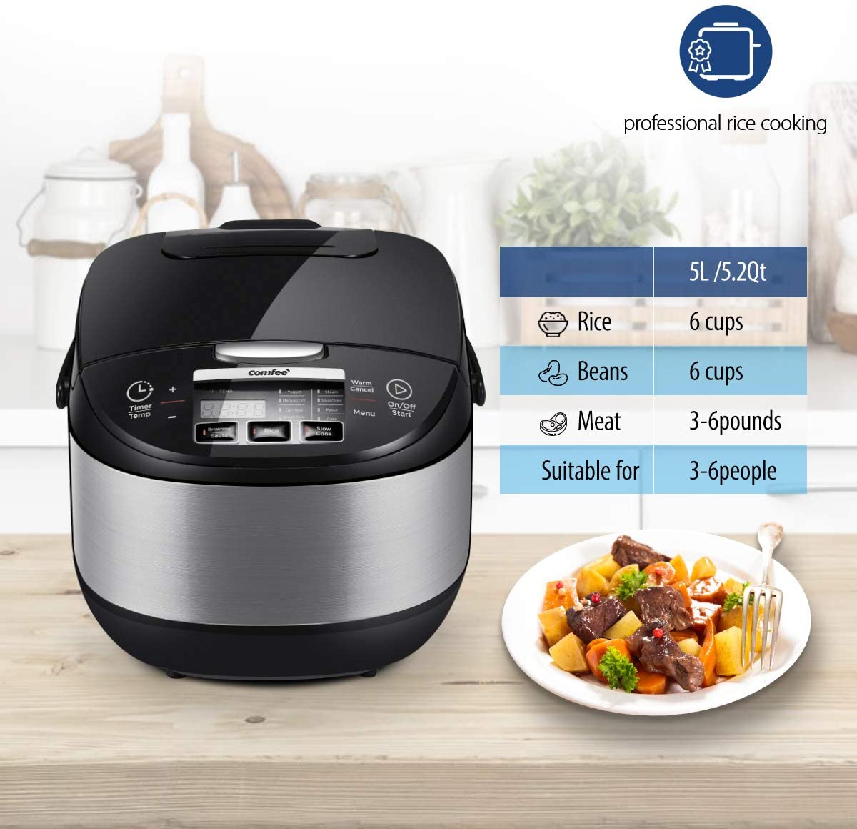 COMFEE 5.2Qt Programmable All-in-1 Multi Cooker