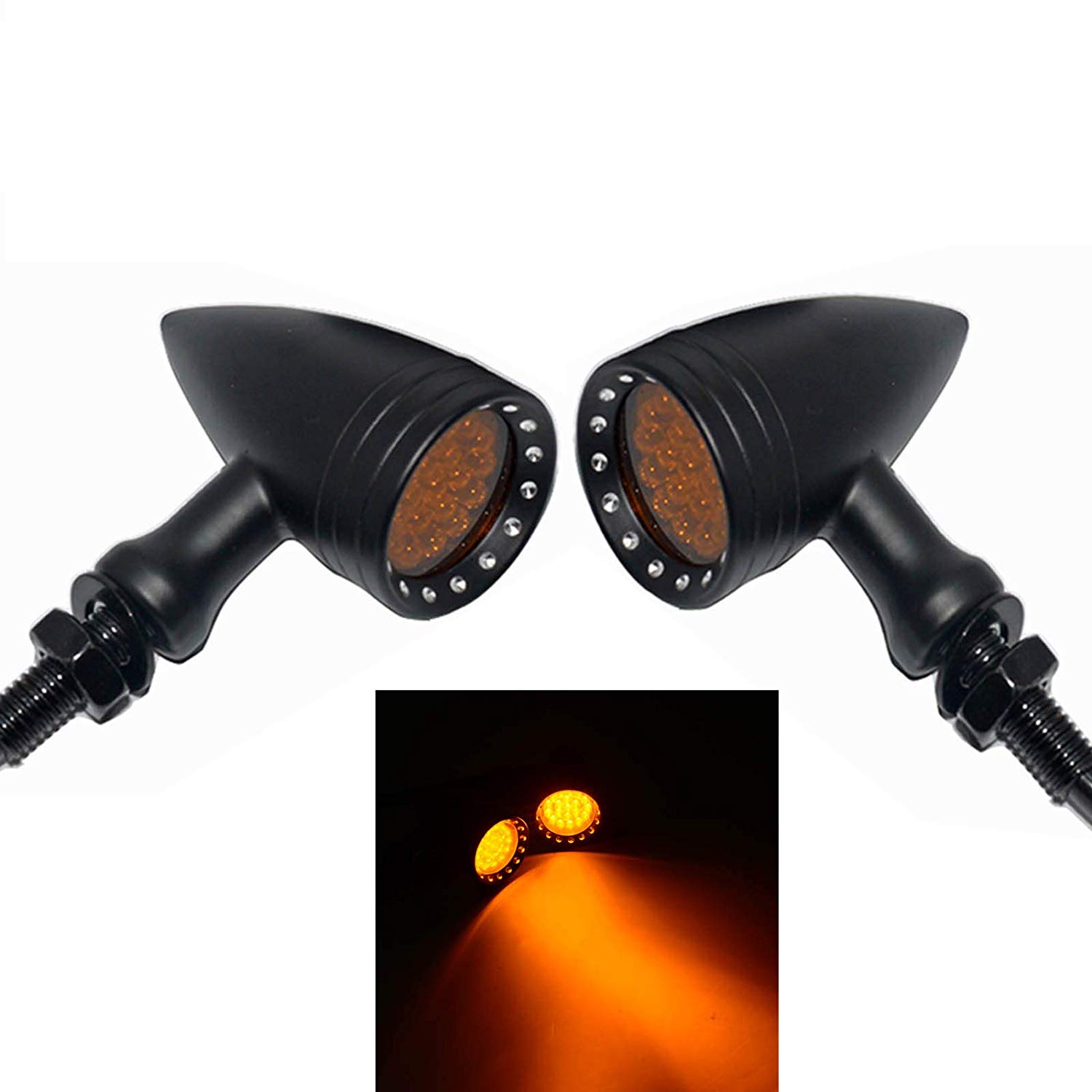 Motorcycle Bullet Shape LED Chrome CNC Turn Signal Light Tail light black