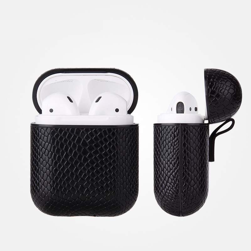 Luxury AirPods Case Leather Protective Cover Skin for Apple AirPod Charging Case black