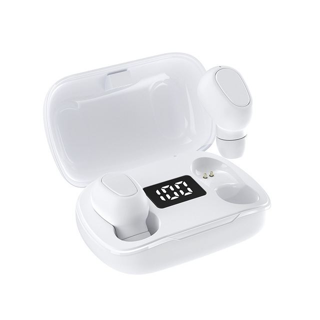 Bluetooth 5.0 Earphone Wireless LED Display L21 pro TWS Stereo Sport Waterproof Earbuds Headset white