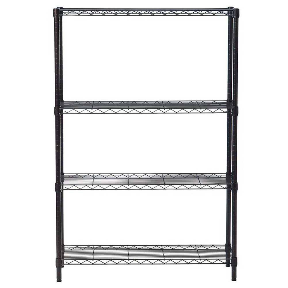 US 4-layer Plastic Coated Iron Shelf Without Wheels 140x90x35cm Black