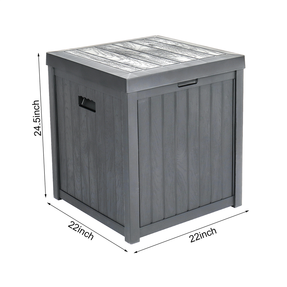 US 51gal 195l Outdoor Garden Plastic Storage Deck Box Chest Tools Grey