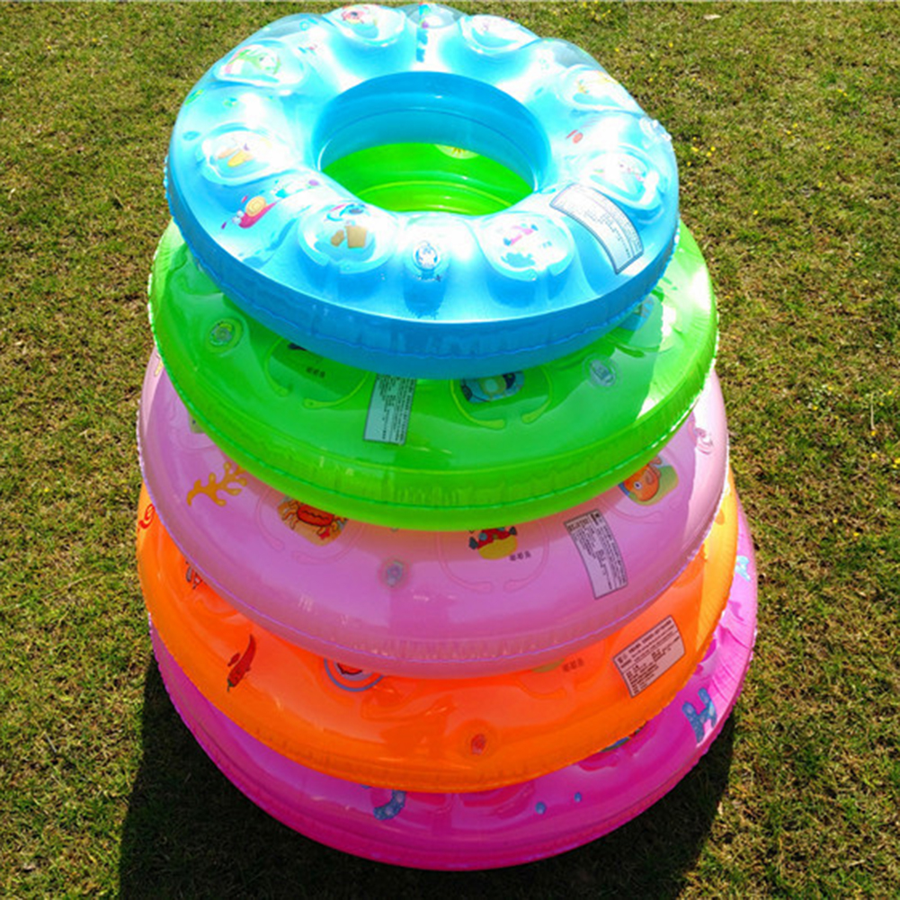 50-90cm Swimming Ring Thickened Double Layer Inflatable Fluorescent Pool Float Summer Swimming Toy (random Color) 50# (within 5 years old)