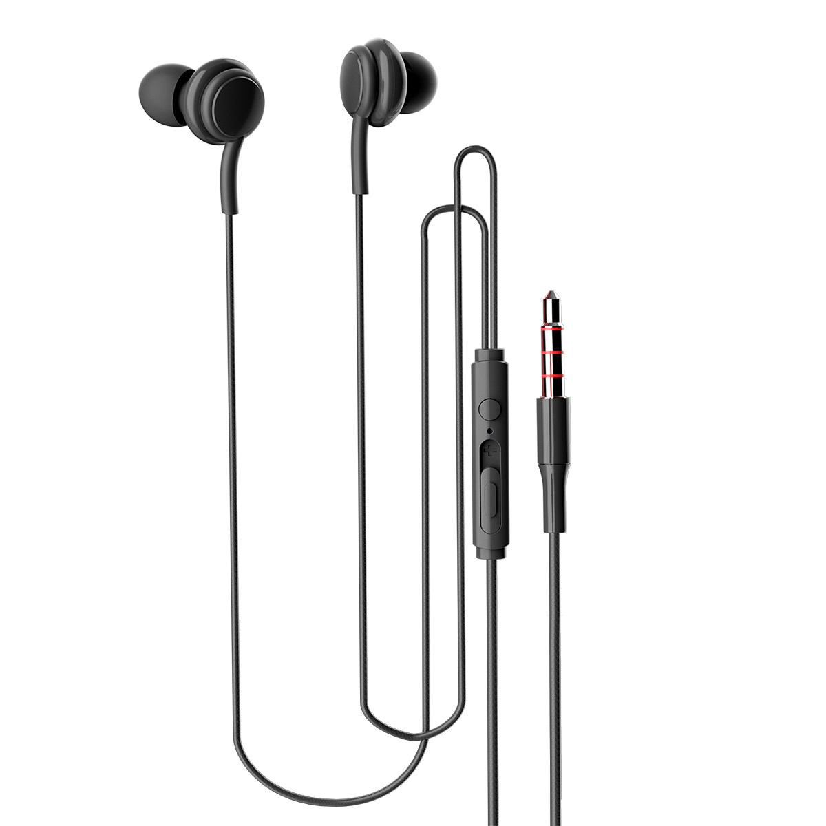 Wired Control Headphones With Microphone Candy Color Stereo In-ear Earbuds Headset Compatible For Iphone Android black