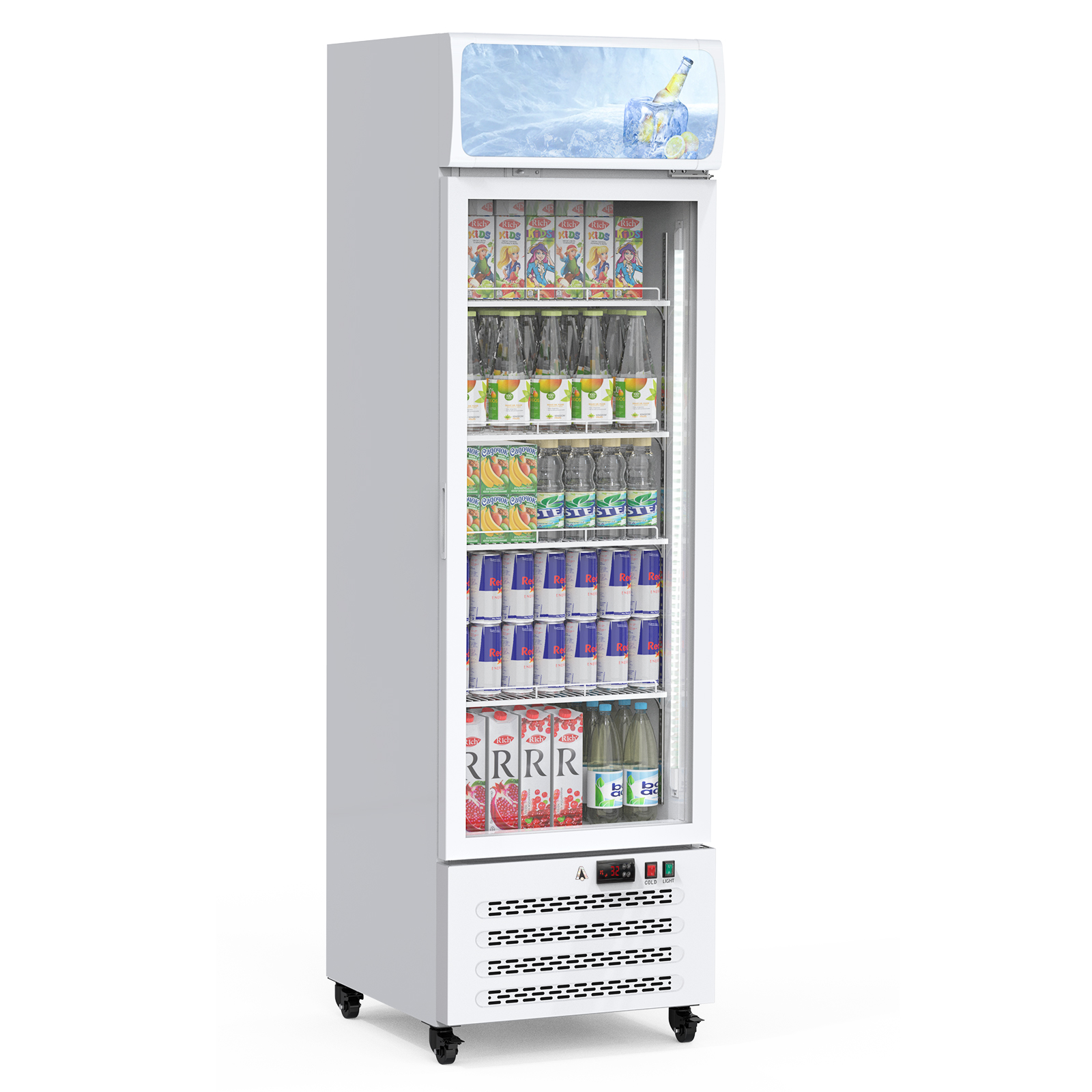 US GARVEE Commercial Refrigerators Display Fridge 12 Cu.ft, Beverage Refrigerator and Cooler with Adjustable Removable Shelves and LED Light for Home, Store, Gym, Bar or Office, Single Swing Door