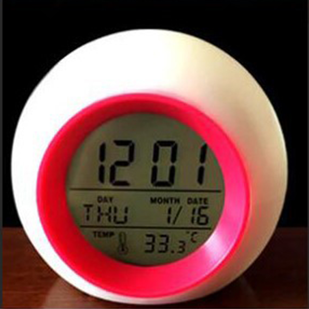 Wholesale Creative Spherical 7 Colors Changing Light Natural Sound Alarm Clock Rose Red From China