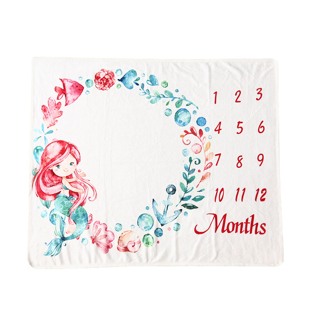 Baby Blanket Anniversary Flannel Growth Commemorative Blanket Baby Photography Props White _100*75cm